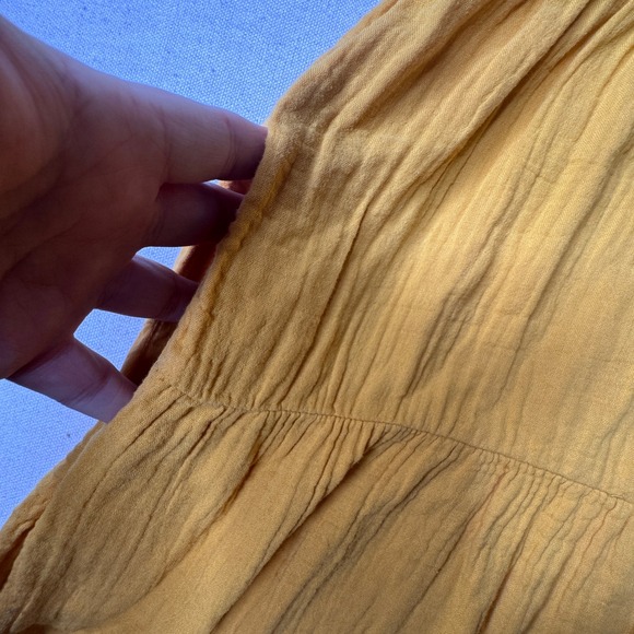 Universal Thread Mustard Yellow Cotton Gauze Tiered Sleeveless Mini Dress Medium - Picture 4 of 8